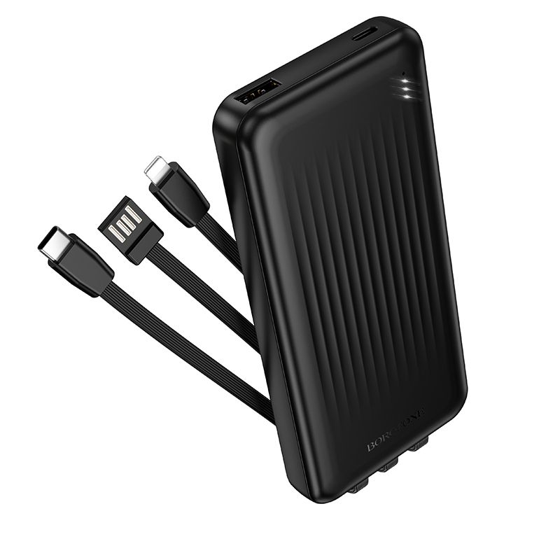 Зовнішній акумулятор BOROFONE BJ79 Clever power bank with 3 cables(10000mAh) Black