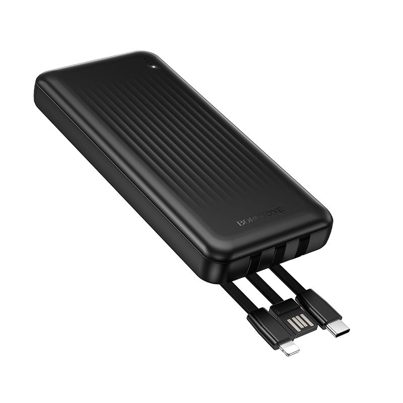 Зовнішній акумулятор BOROFONE BJ79 Clever power bank with 3 cables(10000mAh) Black