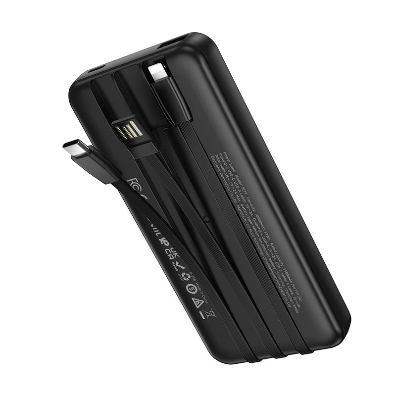Зовнішній акумулятор BOROFONE BJ79 Clever power bank with 3 cables(10000mAh) Black