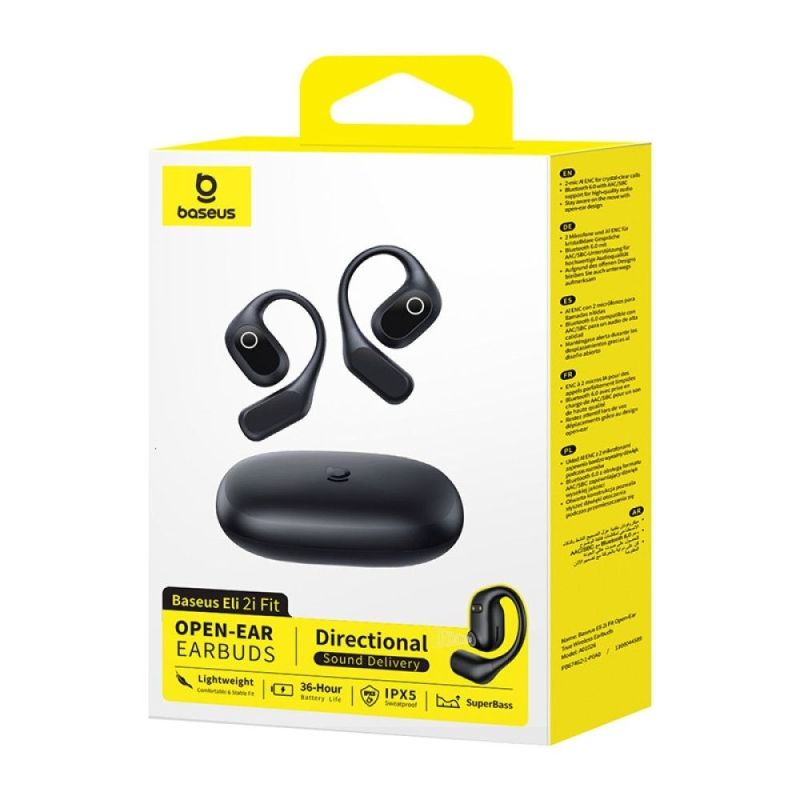 Бездротові навушники TWS Baseus Eli 2i Fit Open-Ear,ENC, IPX5, Cosmic Black