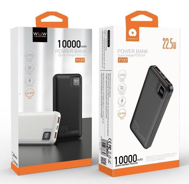 Зовнішній акумулятор WUW Y137 （PD22.5W quick charge) 10000mAh Black