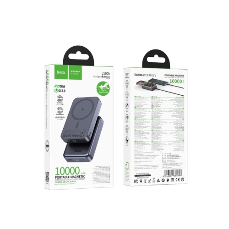 Зовнішній акумулятор HOCO J160A Original PD20W magnetic power bank(10000mAh) Black