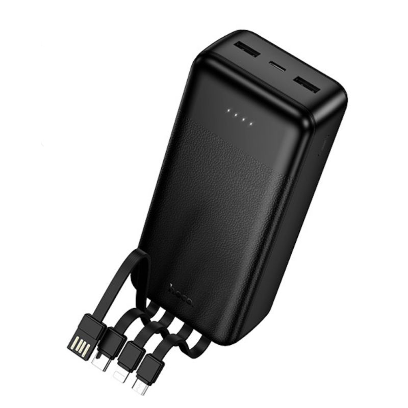 Зовнішній акумулятор HOCO J163B Wonderful power bank with 4 cables(30000mAh) Black