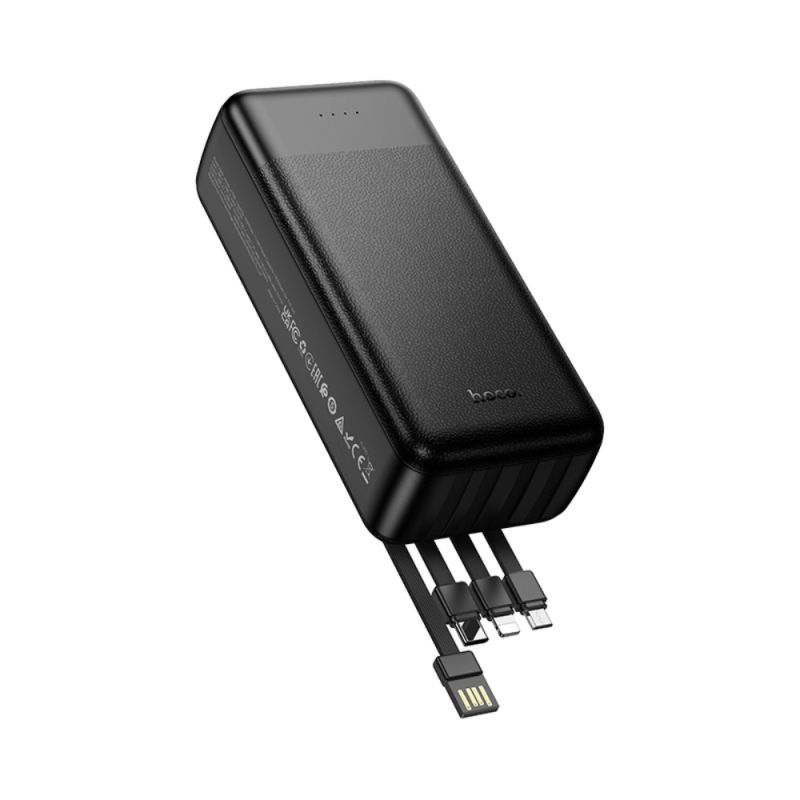 Зовнішній акумулятор HOCO J163B Wonderful power bank with 4 cables(30000mAh) Black