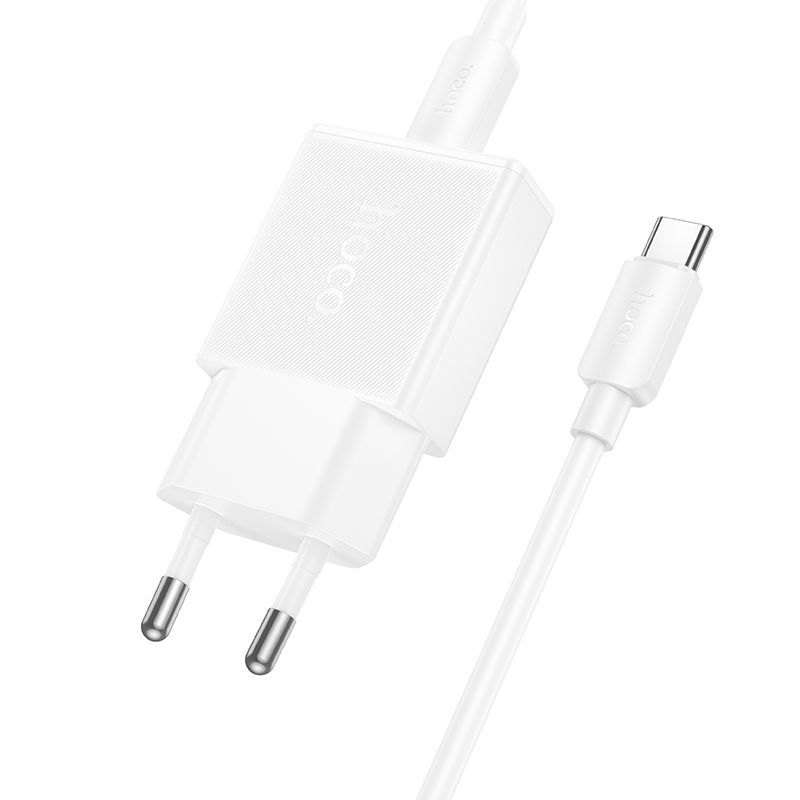 Мережевий зарядний пристрій з кабелем HOCO N72 Speed single-port PD20W ultra-thin charger set(C to C)(EU)