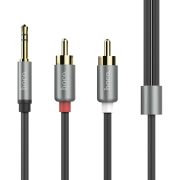 Аудіокабель HOCO UPA10 3.5mm male to double lotus RCA, TPE, 1.5m, Metal Gray