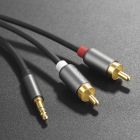 Аудіокабель HOCO UPA10 3.5mm male to double lotus RCA, TPE, 1.5m, Metal Gray