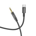 Аудіокабель HOCO UPA19 Type-C  to 3.5mm male, nylon braid, 1m, Black