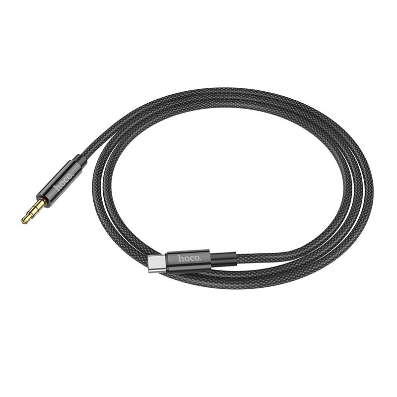 Аудіокабель HOCO UPA19 Type-C  to 3.5mm male, nylon braid, 1m, Black