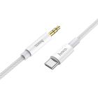 Аудіокабель HOCO UPA19 Type-C  to 3.5mm male, nylon braid, 1m, Silver