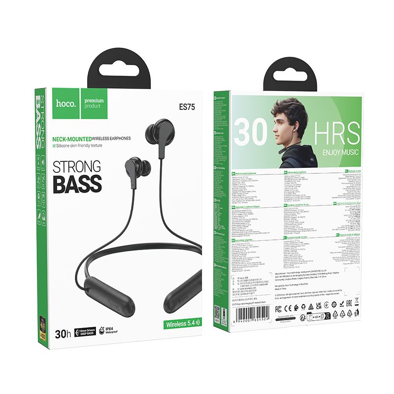 Бездротові спортивні навушники HOCO ES75 Niya neck-hanging BT headset Black