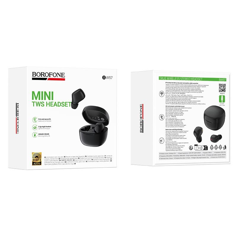 Бездротові навушники TWS BOROFONE BW97 Clear Black