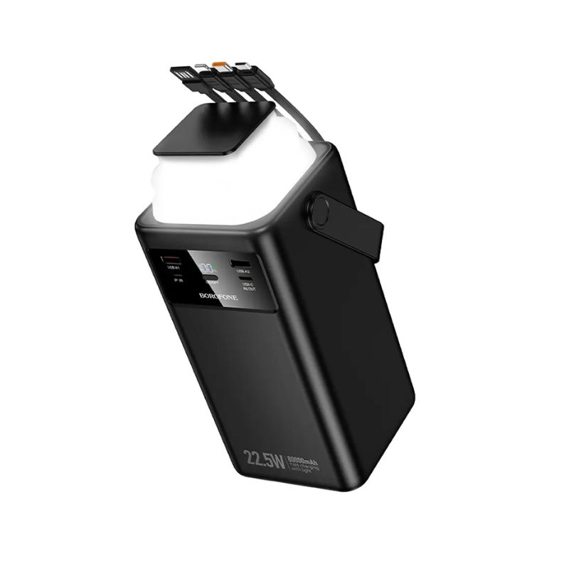 Зовнішній акумулятор BOROFONE BJ65B High 22.5W+PD20W+four-cables power bank(80000mAh) Black
