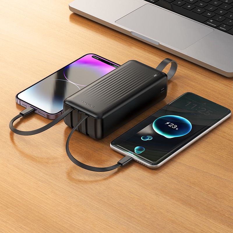 Зовнішній акумулятор BOROFONE BJ79B Clever power bank with 3 cables(30000mAh) Black