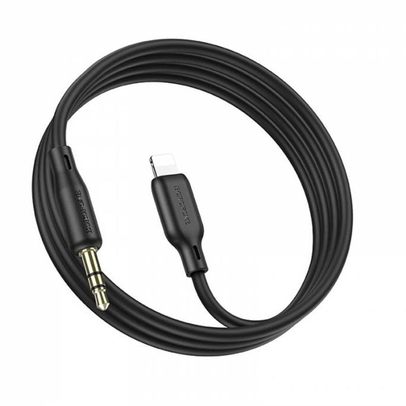 Аудіокабель BOROFONE BL18 iP to 3.5mm male, silicone, 1m, Black
