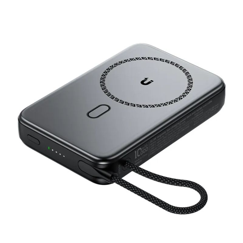 Зовнішній акумулятор ACEFAST M24-10000 22.5W magnetic fast charging power bank with holder and cable Metal Gray