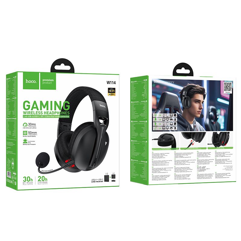 Навушники ігрові HOCO W114 Magic four-mode gaming headphones Black