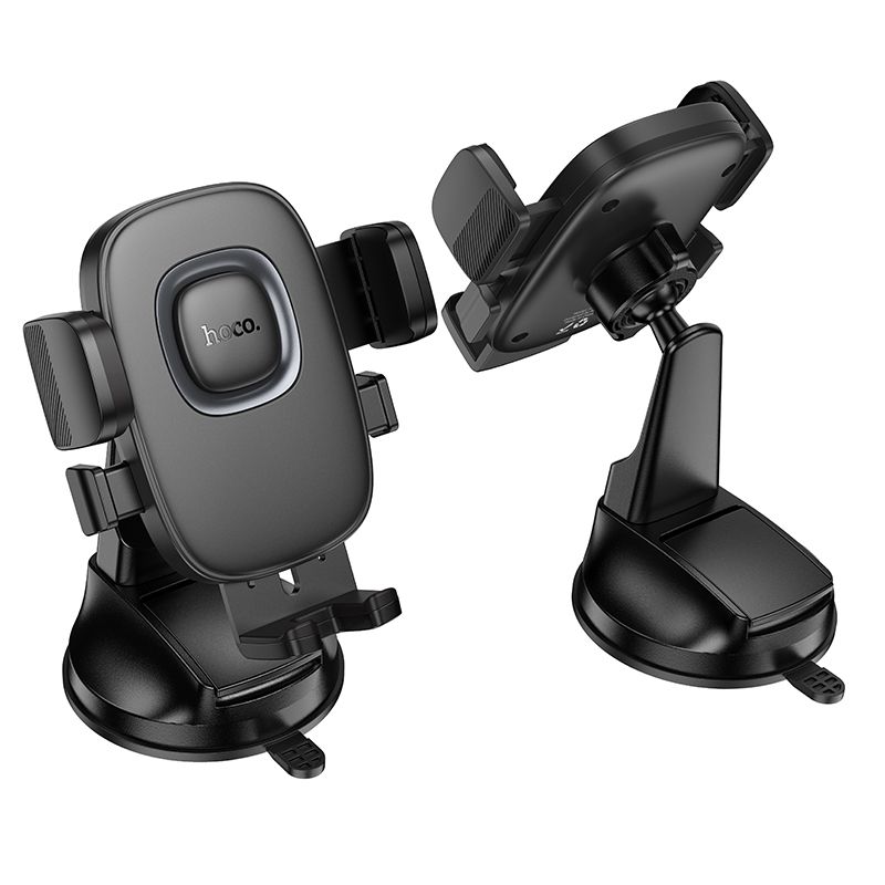 Автотримач для телефона HOCO H76 Crown one-button car holder(center console) Black Metal Gray