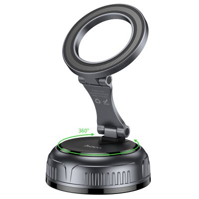 Автотримач для телефона HOCO H92 High vacuum suction cup magnetic holder(universal) Black Metal Gray