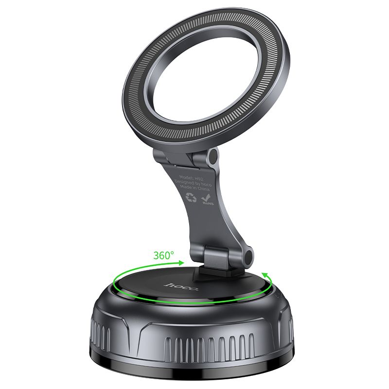 Автотримач для телефона HOCO H92 High vacuum suction cup magnetic holder(universal) Black Metal Gray