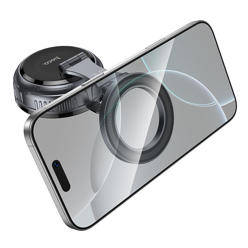 Автотримач для телефона HOCO H92 High vacuum suction cup magnetic holder(universal) Black Metal Gray