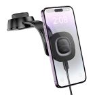 Автотримач для телефона з БЗП HOCO HW31 Crown magnetic wireless charging car holder(center console) Black Metal Gray