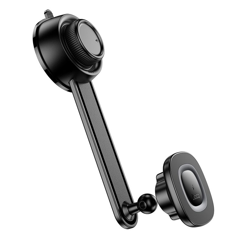 Автотримач для телефона з БЗП HOCO HW31 Crown magnetic wireless charging car holder(center console) Black Metal Gray