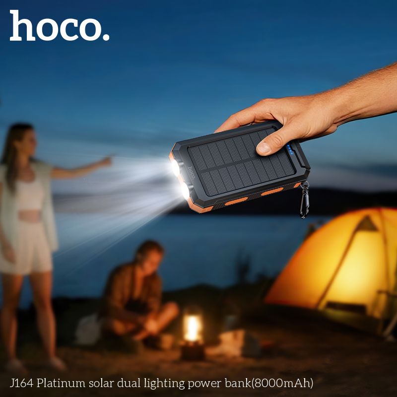 Зовнішній акумулятор HOCO J164 Platinum solar dual lighting power bank(8000mAh) Black