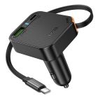 Автомобільний зарядний пристрій HOCONZ18 Guardian PD65W(2C1A) car charger with retractable cable Black