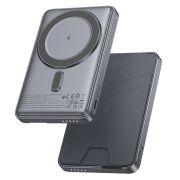 Зовнішній акумулятор HOCO Q46 Title PD20W magnetic power bank+card holder+phone holder(5000mAh) Silver Gray