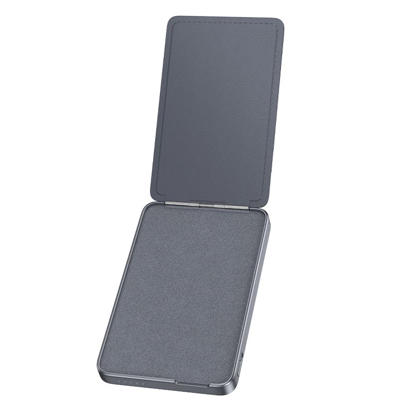 Зовнішній акумулятор HOCO Q46 Title PD20W magnetic power bank+card holder+phone holder(5000mAh) Silver Gray