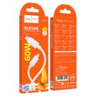 Кабель HOCO X122 Benefit 60W silicone charging data cable C to C White