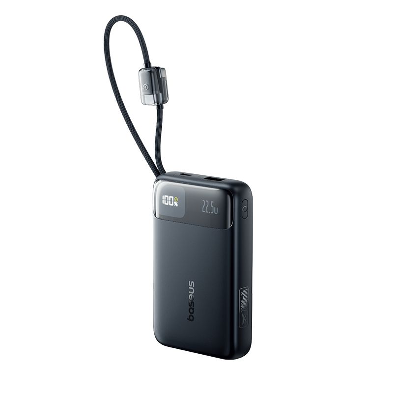Зовнішній акумулятор Baseus EnerFill FC11 Digital Display Power Bank with Dual Built-in Cables 20000mAh 22.5W Cosmic Black