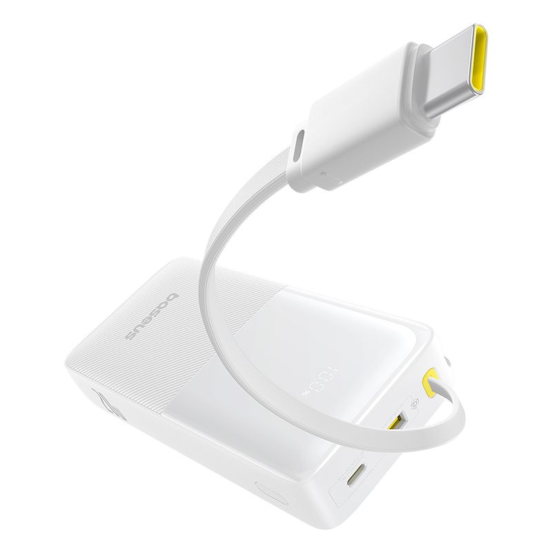 Зовнішній акумулятор Baseus Bipow 2 Digital Display Power Bank With Built-in USB-C Cable 20000mah 20W Moon White