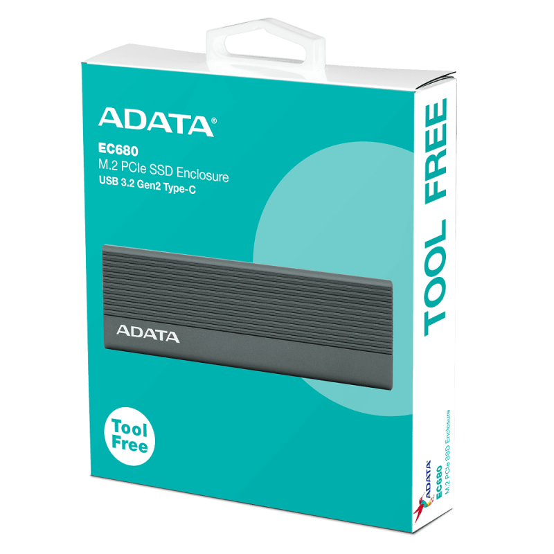 Зовнішня кишеня для накопичувача A-DATA EC680 для SSD M.2 PCIe USB3.2 Gen2 Type-C Gray