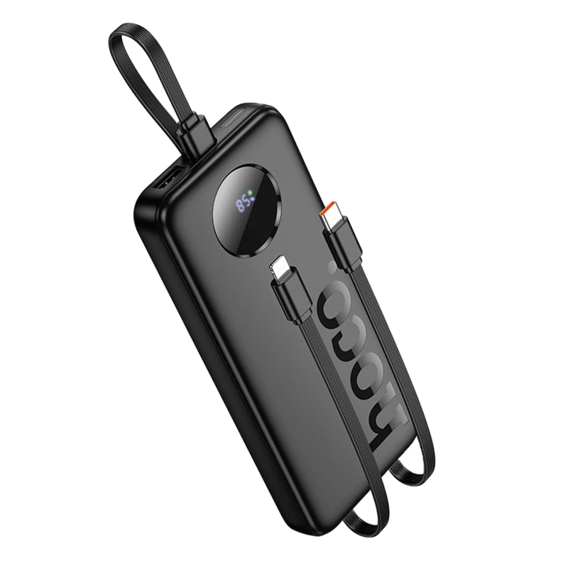 Зовнішній акумулятор HOCO J132 Sabio fully compatible power bank with 3 cables (10000mAh) Black