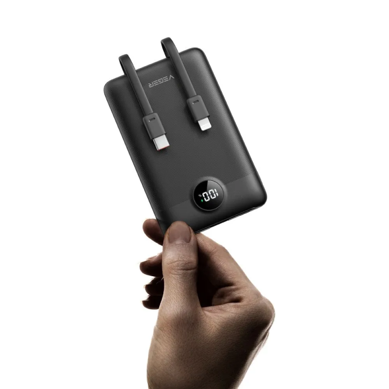 Зовнішній акумулятор VEGER 10000 mAh with built-in cables Type C / Lightning PD QC3.0 2A 22,5W C11 (W1170) black