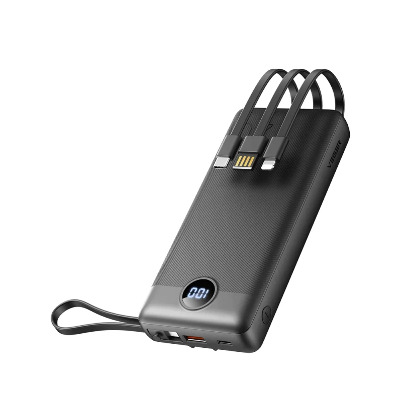 Зовнішній акумулятор VEGER 20000 mAh with built-in cables Micro USB / Type C / Lightning C20 (W2047 / W2059) black