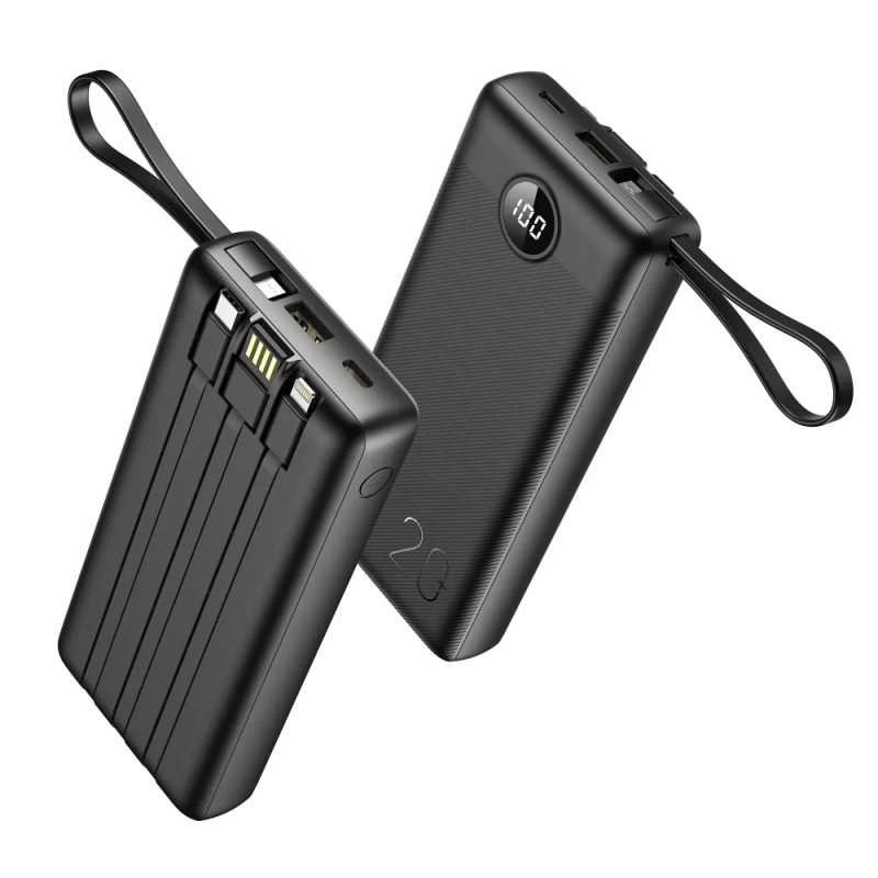Зовнішній акумулятор VEGER 20000 mAh with built-in cables Micro USB / Type C / Lightning C20 (W2047 / W2059) black