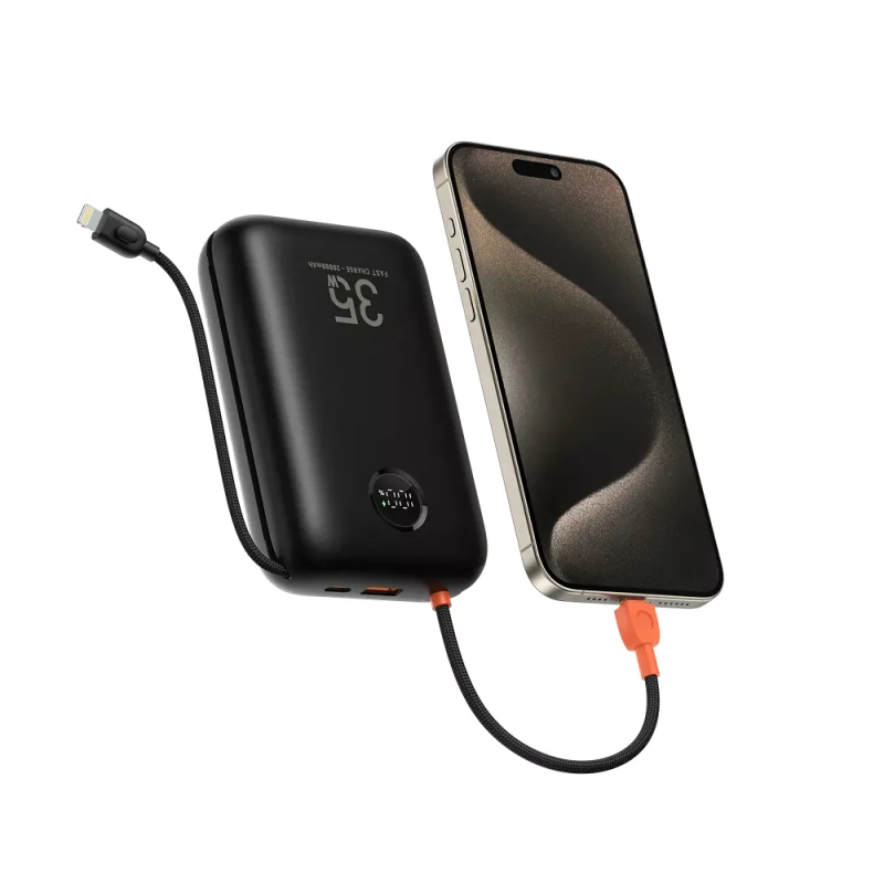 Зовнішній акумулятор VEGER Built-In 2 cables Ultra Mini 30000mAh