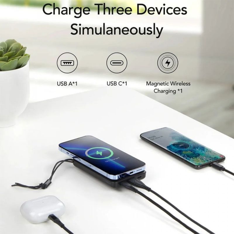Зовнішній акумулятор VEGER Wireless 10000mAh 38.5Wh 3.85V Black