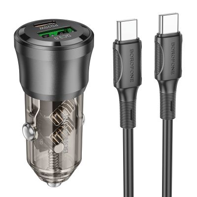 Автомобільний зарядний пристрій BOROFONE BZ25 Journey PD38W(1C1A) car charger Transparent Black