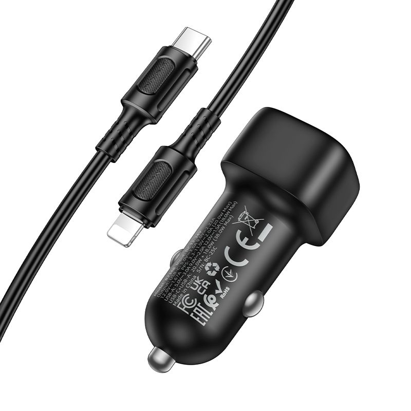 Автомобільний зарядний пристрій BOROFONE BZ34B Cloud PD38W(1C1A) car charger set(C to iP) Black