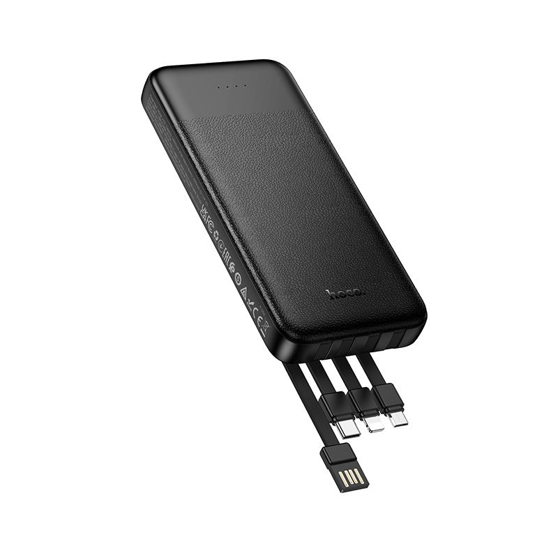 Зовнішній акумулятор HOCO J163 Wonderful power bank with 4 cables(10000mAh) Black