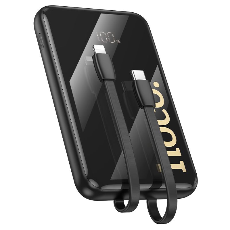 Зовнішній акумулятор HOCO Q37 Graceful 22.5W+PD20W power bank with two cables(10000mAh) Black