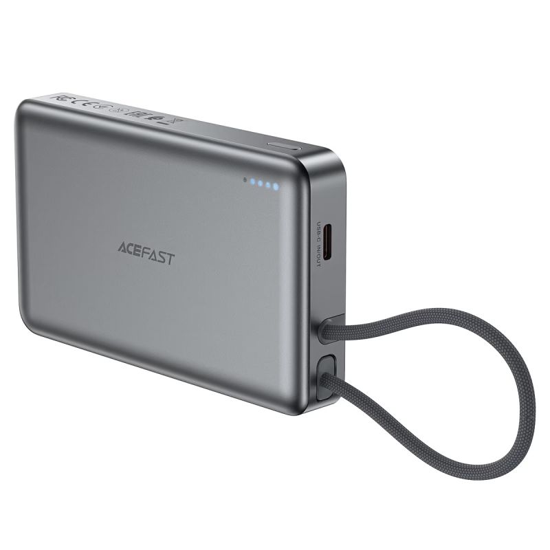 Зовнішній акумулятор ACEFAST M18-10000 PD20W/22.5W magnetic fast charging power bank with built-in cable Black
