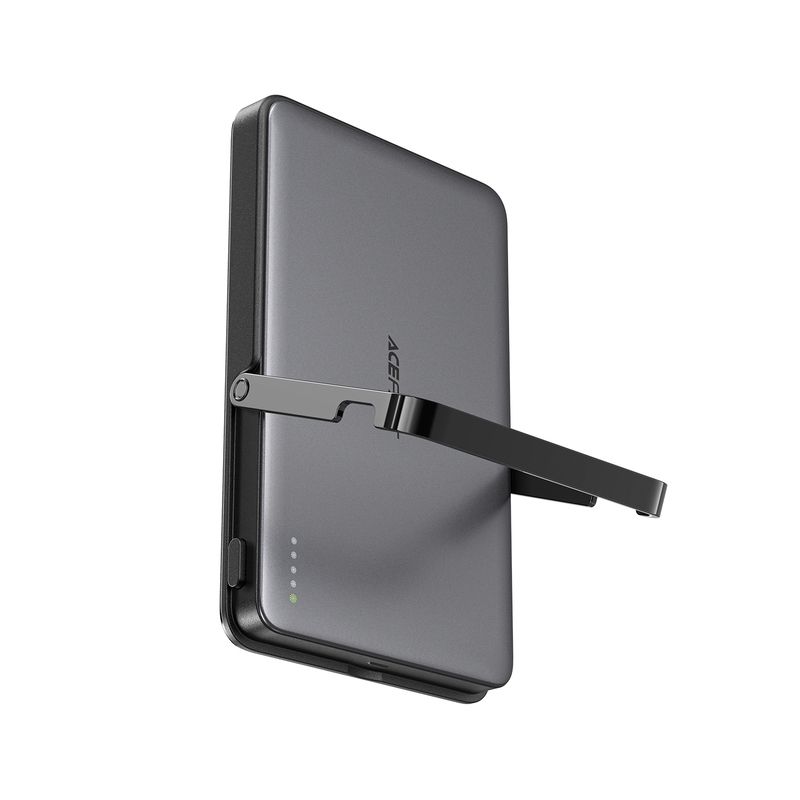 Зовнішній акумулятор ACEFAST M16-5000 PD18W ultra-thin magnetic wireless charging power bank with stand Black