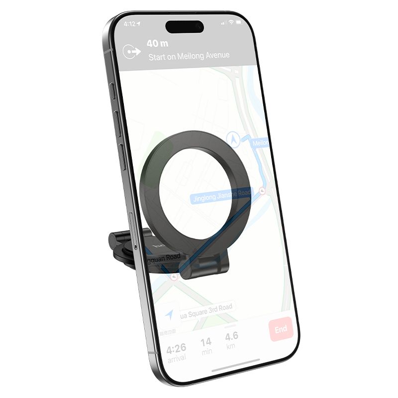 Автотримач для телефона HOCO H98 Rider folding Ring Magnetic Car holder(center console) Black