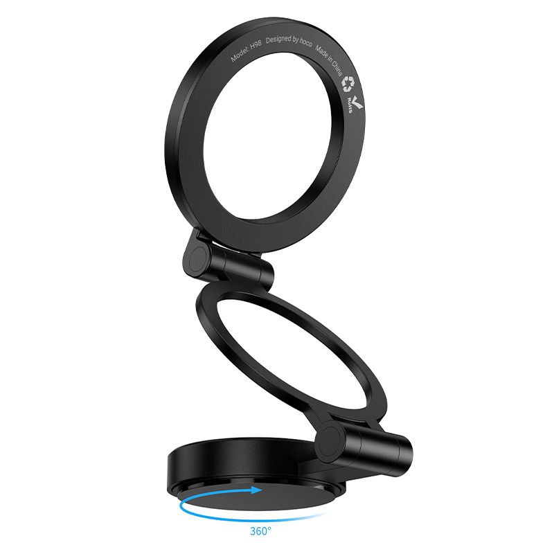 Автотримач для телефона HOCO H98 Rider folding Ring Magnetic Car holder(center console) Black
