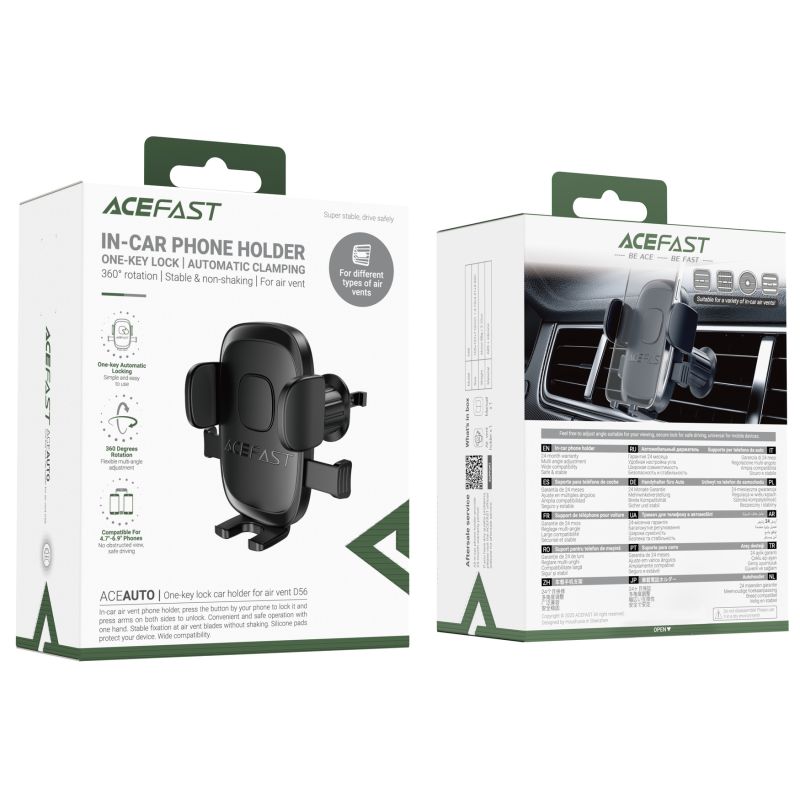 Автотримач для телефона ACEFAST D56 one-key lock car holder for air vent Black